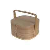 Maxbell Portable Bento Box Practical Wood Wooden Bento Box for Work Farmhouse School 22x22x21 cm Wooden