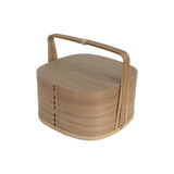 Maxbell Portable Bento Box Practical Wood Wooden Bento Box for Work Farmhouse School 22x22x21 cm Wooden