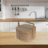 Maxbell Portable Bento Box Practical Wood Wooden Bento Box for Work Farmhouse School 22x22x21 cm Wooden