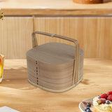 Maxbell Portable Bento Box Practical Wood Wooden Bento Box for Work Farmhouse School 22x22x21 cm Wooden