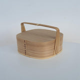 Maxbell Portable Bento Box Practical Wood Wooden Bento Box for Work Farmhouse School 22x22x21 cm Wooden