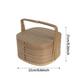 Maxbell Portable Bento Box Practical Wood Wooden Bento Box for Work Farmhouse School 22x22x21 cm Wooden