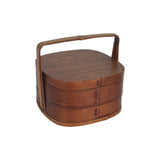 Maxbell Portable Bento Box Practical Wood Wooden Bento Box for Work Farmhouse School 22x22x21 cm Dark brown