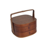 Maxbell Portable Bento Box Practical Wood Wooden Bento Box for Work Farmhouse School 22x22x21 cm Dark brown
