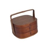 Maxbell Portable Bento Box Practical Wood Wooden Bento Box for Work Farmhouse School 22x22x21 cm Dark brown