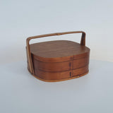 Maxbell Portable Bento Box Practical Wood Wooden Bento Box for Work Farmhouse School 22x22x21 cm Dark brown