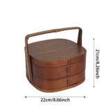 Maxbell Portable Bento Box Practical Wood Wooden Bento Box for Work Farmhouse School 22x22x21 cm Dark brown