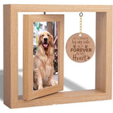 Dog Cat Memorial Picture Frame Wood Rotating Tabletop Decor Dog Photo Frame