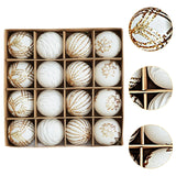 Maxbell 16Pcs Christmas Balls Crafts DIY Baubles for Christmas Gifts Festive Wedding white