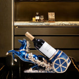 Maxbell Wine Bottle Holder Animal Figurine Bottle Rest Statue for Bar Countertop Decor Dark Blue