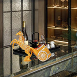 Maxbell Wine Bottle Holder Animal Figurine Bottle Rest Statue for Bar Countertop Decor Horse Gold