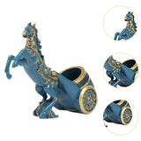 Maxbell Wine Bottle Holder Animal Figurine Bottle Rest Statue for Bar Countertop Decor Horse Blue