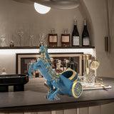Maxbell Wine Bottle Holder Animal Figurine Bottle Rest Statue for Bar Countertop Decor Horse Blue