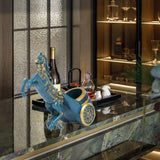 Maxbell Wine Bottle Holder Animal Figurine Bottle Rest Statue for Bar Countertop Decor Horse Blue