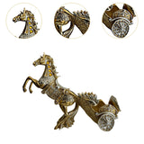 Maxbell Wine Bottle Holder Animal Figurine Bottle Rest Statue for Bar Countertop Decor Horse Pull cart Gold