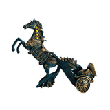 Maxbell Wine Bottle Holder Animal Figurine Bottle Rest Statue for Bar Countertop Decor Horse Pull cart Blue