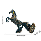 Maxbell Wine Bottle Holder Animal Figurine Bottle Rest Statue for Bar Countertop Decor Horse Pull cart Blue