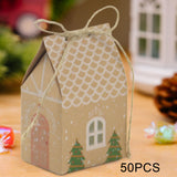 Maxbell 50x Christmas Kraft Paper Bags Cookie Gift Bags for Festival Christmas Party