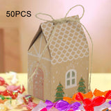 Maxbell 50x Christmas Kraft Paper Bags Cookie Gift Bags for Festival Christmas Party