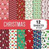 Maxbell 12Pcs Christmas Wrapping Paper Card Making Supplies for Festive Wedding Xmas
