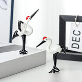 Maxbell Miniature Crane Statue Standing Crane Sculpture for Office Living Room Head down