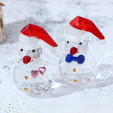 Snowman Figurine Clear Christmas Desktop Ornaments for Christmas Table Decor Blue