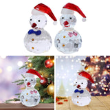 Snowman Figurine Clear Christmas Desktop Ornaments for Christmas Table Decor Blue