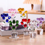 Maxbell Glass Roses Figurine 3D Wedding Roses Flowers Bouquets Ornament for Christmas clear