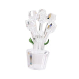 Maxbell Glass Roses Figurine 3D Wedding Roses Flowers Bouquets Ornament for Christmas clear