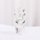 Maxbell Glass Roses Figurine 3D Wedding Roses Flowers Bouquets Ornament for Christmas clear