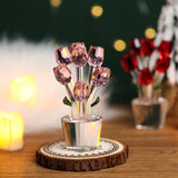 Maxbell Glass Roses Figurine 3D Wedding Roses Flowers Bouquets Ornament for Christmas pink