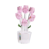 Maxbell Glass Roses Figurine 3D Wedding Roses Flowers Bouquets Ornament for Christmas pink