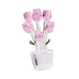 Maxbell Glass Roses Figurine 3D Wedding Roses Flowers Bouquets Ornament for Christmas pink