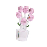 Maxbell Glass Roses Figurine 3D Wedding Roses Flowers Bouquets Ornament for Christmas pink