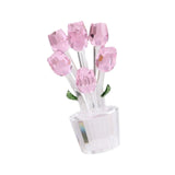 Maxbell Glass Roses Figurine 3D Wedding Roses Flowers Bouquets Ornament for Christmas pink