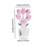 Maxbell Glass Roses Figurine 3D Wedding Roses Flowers Bouquets Ornament for Christmas pink