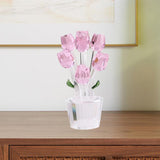 Maxbell Glass Roses Figurine 3D Wedding Roses Flowers Bouquets Ornament for Christmas pink