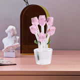 Maxbell Glass Roses Figurine 3D Wedding Roses Flowers Bouquets Ornament for Christmas pink