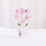 Maxbell Glass Roses Figurine 3D Wedding Roses Flowers Bouquets Ornament for Christmas pink