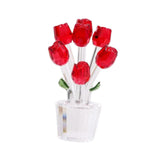 Maxbell Glass Roses Figurine 3D Wedding Roses Flowers Bouquets Ornament for Christmas red