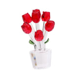 Maxbell Glass Roses Figurine 3D Wedding Roses Flowers Bouquets Ornament for Christmas red