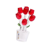 Maxbell Glass Roses Figurine 3D Wedding Roses Flowers Bouquets Ornament for Christmas red