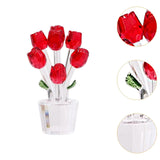 Maxbell Glass Roses Figurine 3D Wedding Roses Flowers Bouquets Ornament for Christmas red