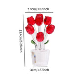 Maxbell Glass Roses Figurine 3D Wedding Roses Flowers Bouquets Ornament for Christmas red