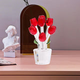 Maxbell Glass Roses Figurine 3D Wedding Roses Flowers Bouquets Ornament for Christmas red