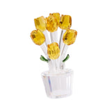 Maxbell Glass Roses Figurine 3D Wedding Roses Flowers Bouquets Ornament for Christmas yellow