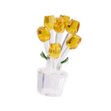 Maxbell Glass Roses Figurine 3D Wedding Roses Flowers Bouquets Ornament for Christmas yellow