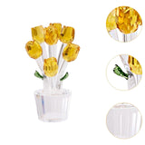 Maxbell Glass Roses Figurine 3D Wedding Roses Flowers Bouquets Ornament for Christmas yellow