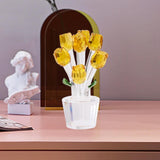 Maxbell Glass Roses Figurine 3D Wedding Roses Flowers Bouquets Ornament for Christmas yellow