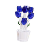 Maxbell Glass Roses Figurine 3D Wedding Roses Flowers Bouquets Ornament for Christmas blue
